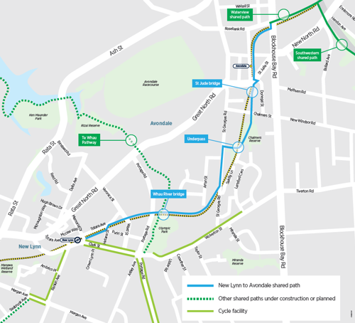 New Lynn to Avondale path route - Oct 2017