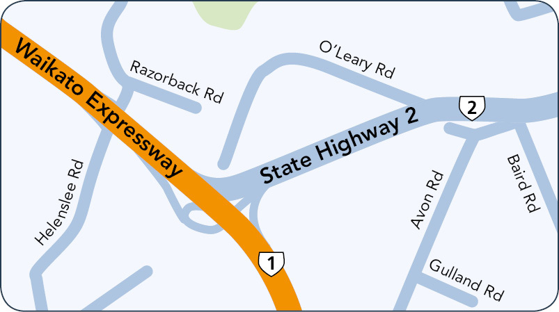 High risk crash area - Waikato expressway exiting to state highway 2 exit 477