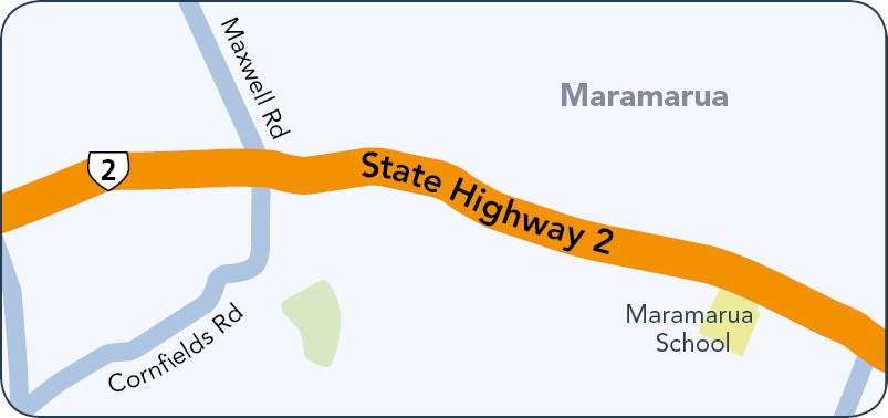 High risk area map - State Highway 2 near maramarua