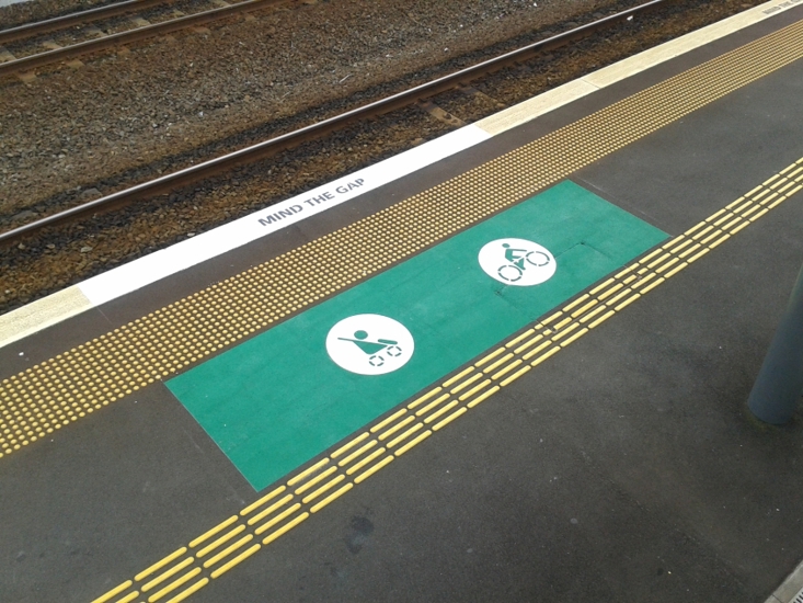 Pram & Bike train station platform marking