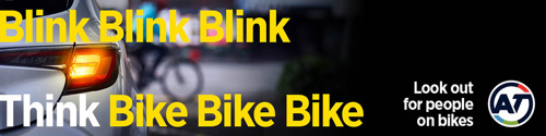 Look out for people on bikes web banner